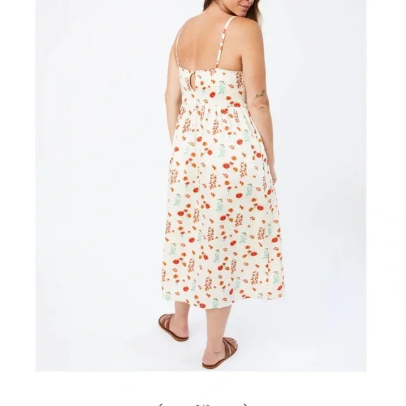 Mata Traders Sofia Midi Botanical Dawn Floral Strapless Dress w Pockets - Picture 5 of 9